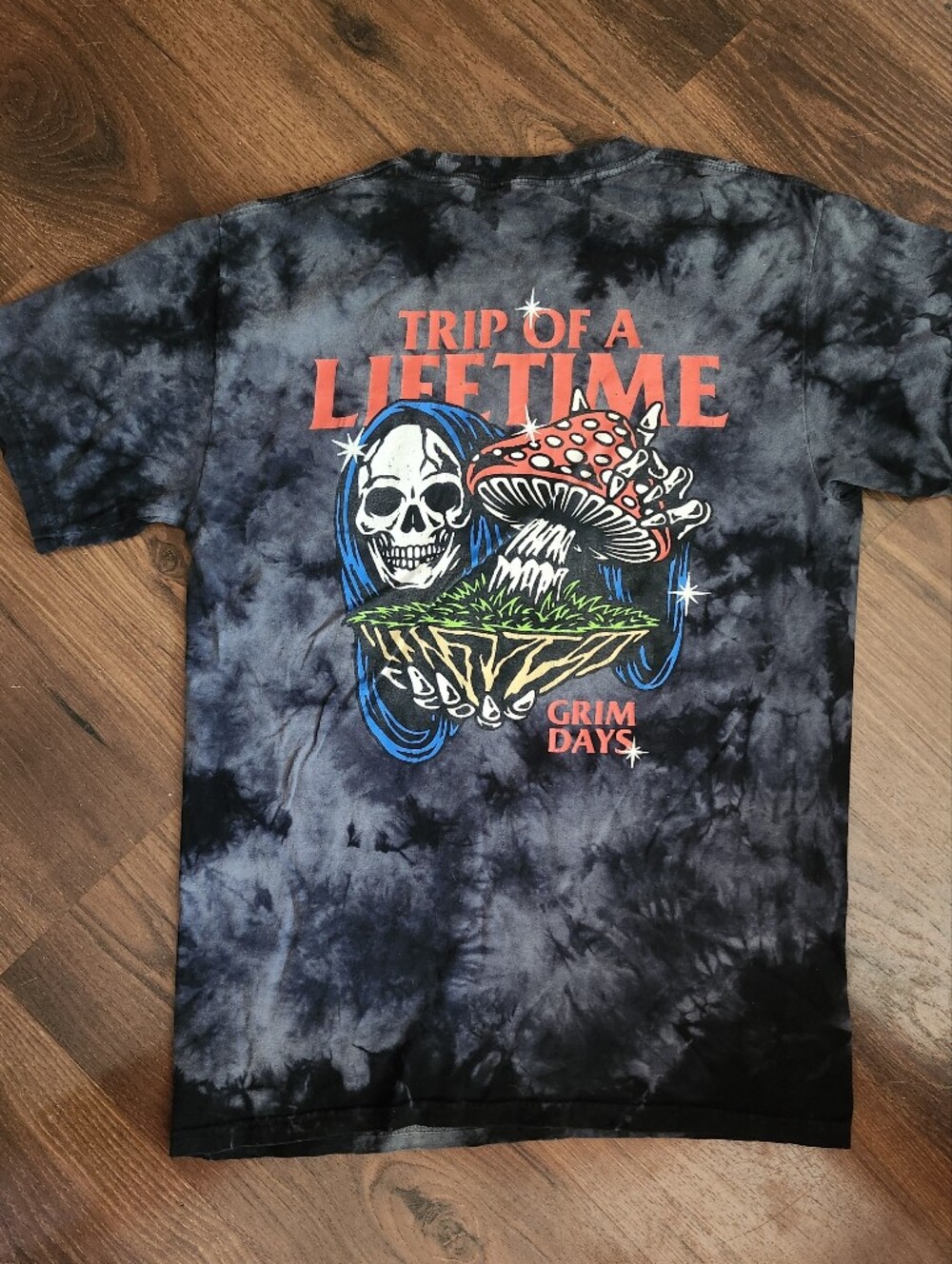 Grim Days "Trip Of A Lifetime" Tie-Dye Skull Graphic Tee